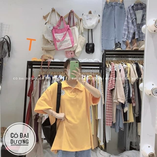 Áo phông polo hoa cúc nhỏ