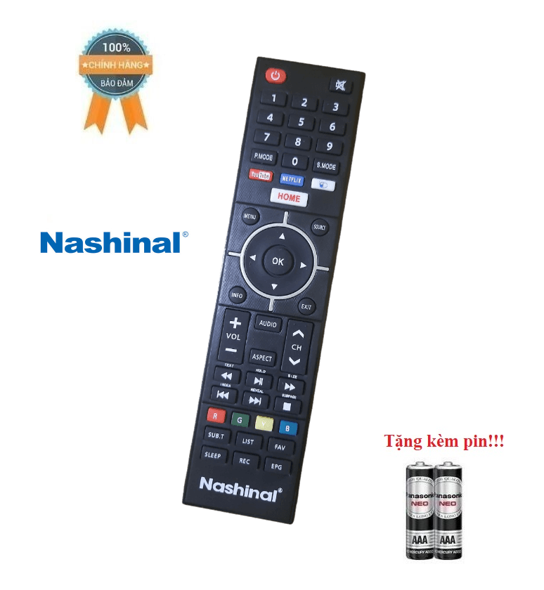 Remote Điều khiển tivi Nashinal hàng chính hãng theo TV 100% Tặng kèm Pin