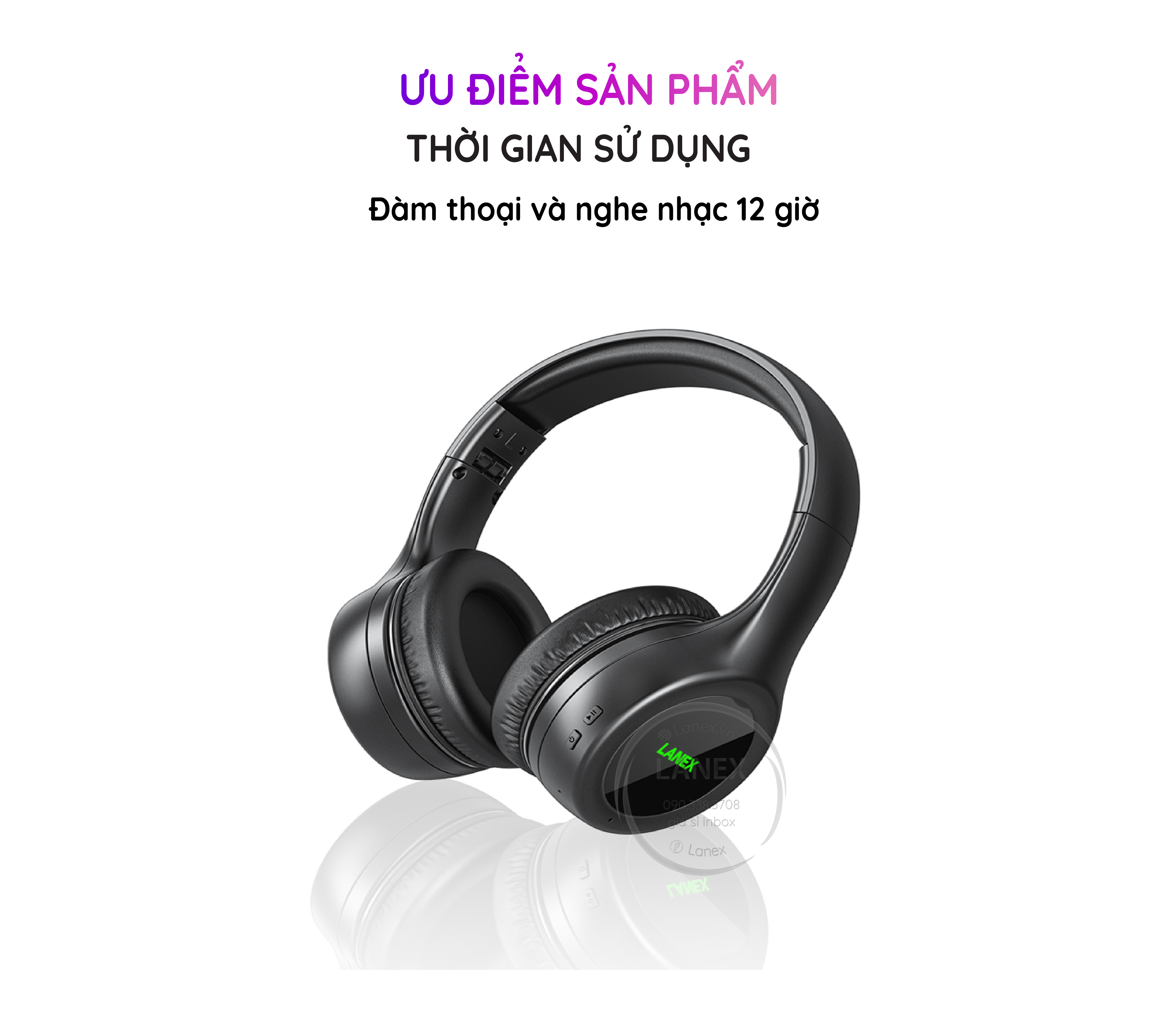 Tai Nghe Bluetooth Lanex Lt01 Headphone V5.0 Có Mic