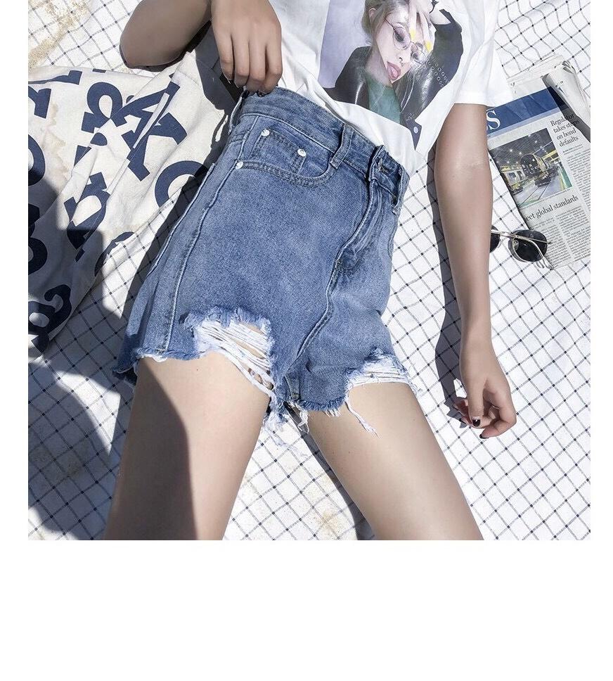 Quần short jean nữ xám rách hai bên siêu đẹp - thời trang 02SRC16