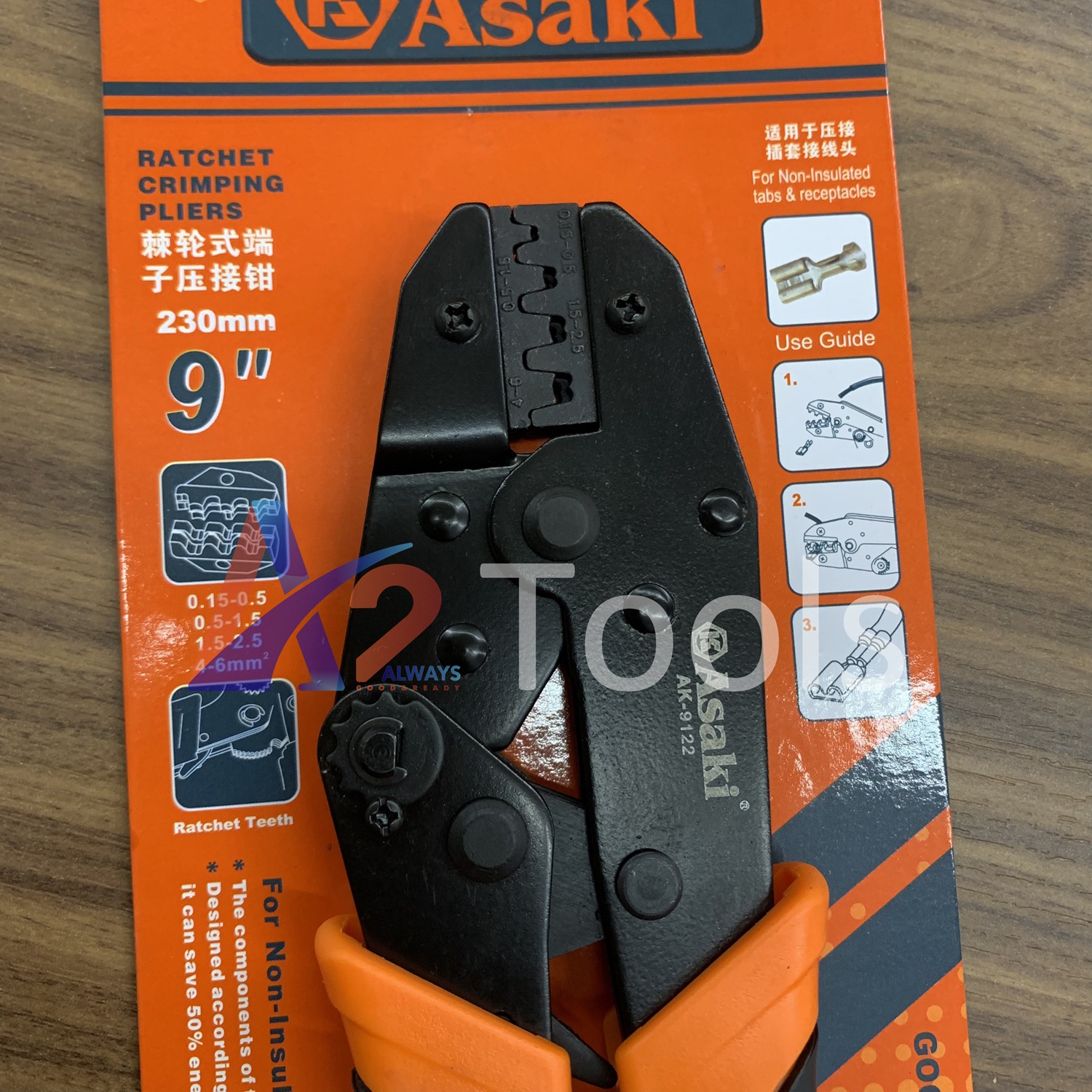 0.15-6.0mm2 Kiềm bấm cos ghim Asaki AK-9122