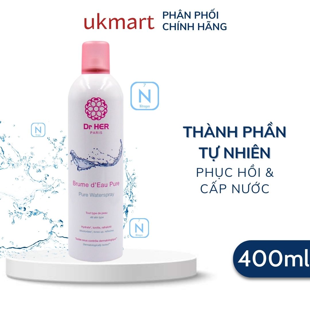 Xịt khoáng dr her paris làm dịu da pure water spray 150ml - 400ml