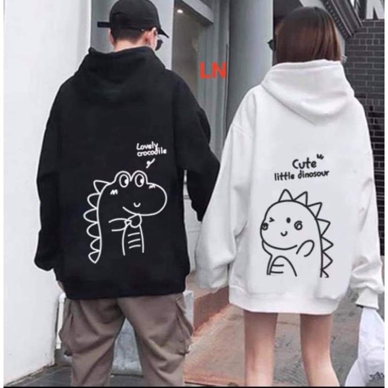 [FREESHIP] set 2 Áo đôi hoodie khủng long Lovely in lưng