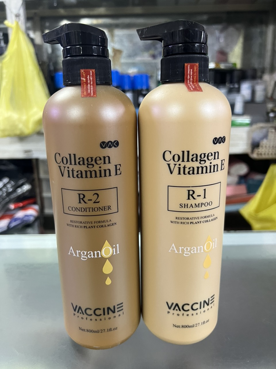 CẶP DẦU GỘI XẢ COLLAGEN VITAMIN E VACCINE 800ML X2