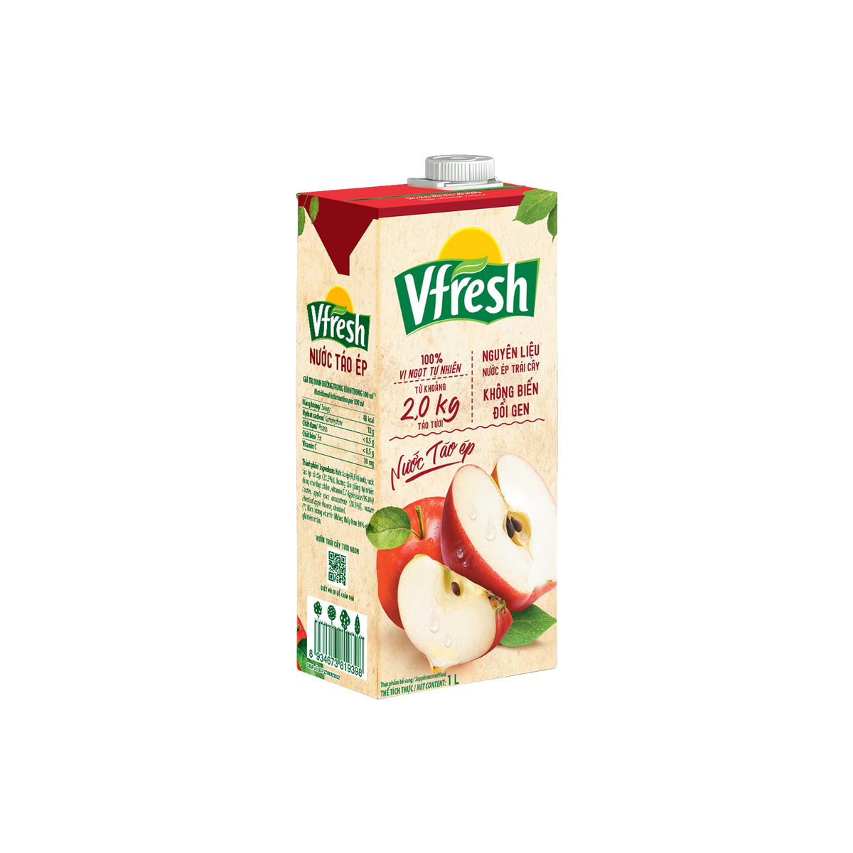[COMBO 2 HỘP] Vinamilk Vfresh Nước Ép Trái Cây 1L (Táo, Cam, Đào, Nho, Lựu Táo, Kiwi Táo, Cam Necta, Ổi)