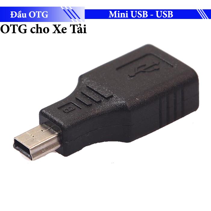 Đầu chuyển đổi Mini Usb sang USB - OTG Chân vuông máy nghe nhạc - cho ô tô