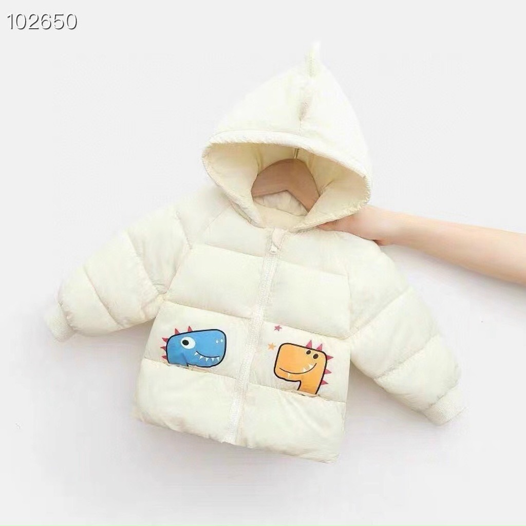 Áo khoác phao cho bé hình khủng long siêu ấm kangmin kids.áo phao lót nỉ từ 8kg-20kg