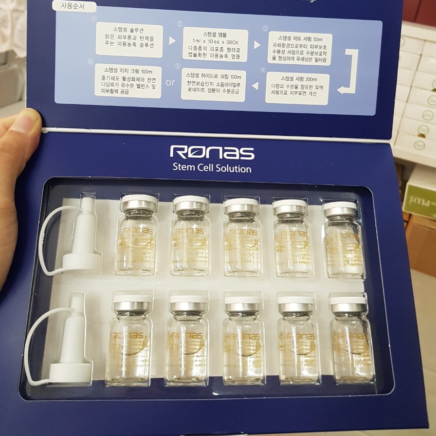 Hộp 10 lọ TẾ BÀO GỐC RONAS Stem Cell Solution Hàn Quốc