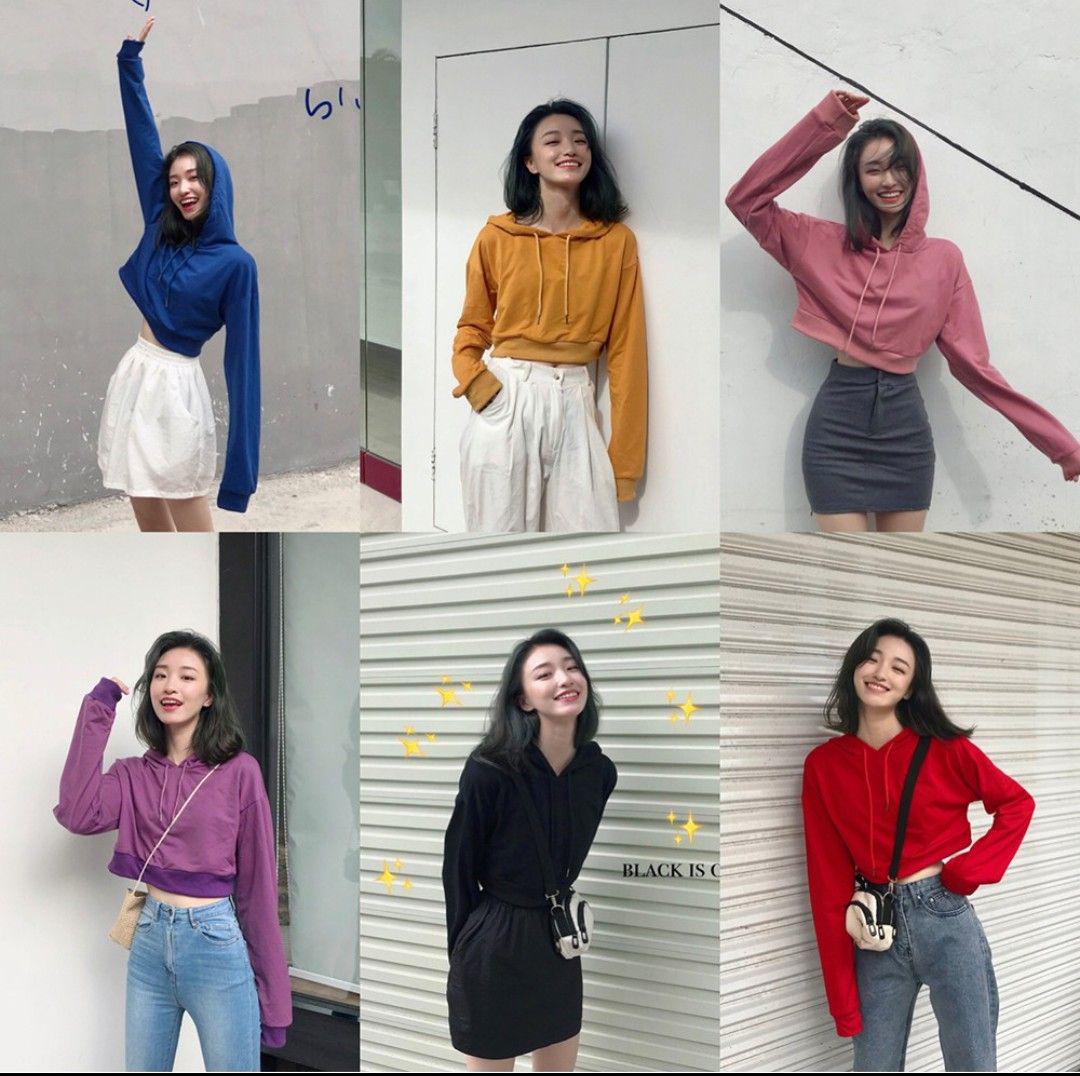 Áo nón croptop cá tính trơn màu 11424-4
