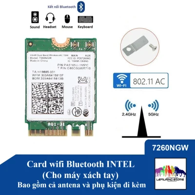 Card wifi Bluetooth INTEL AC 7260 7265 8260 8265 9260 9560 AX200 (cho máy tính xách tay)
