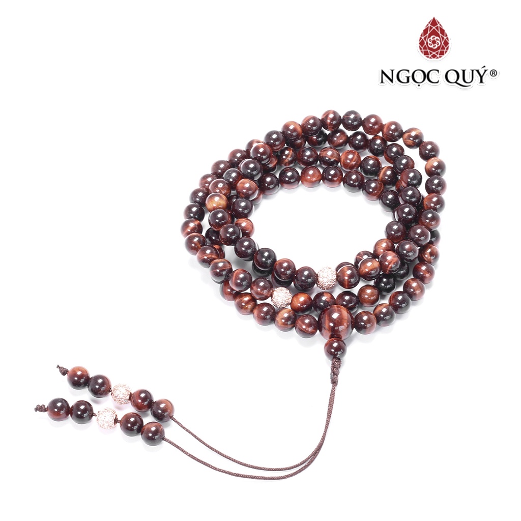 Chuỗi 108 hạt thạch anh mắt hổ nâu đỏ - ngọc quý