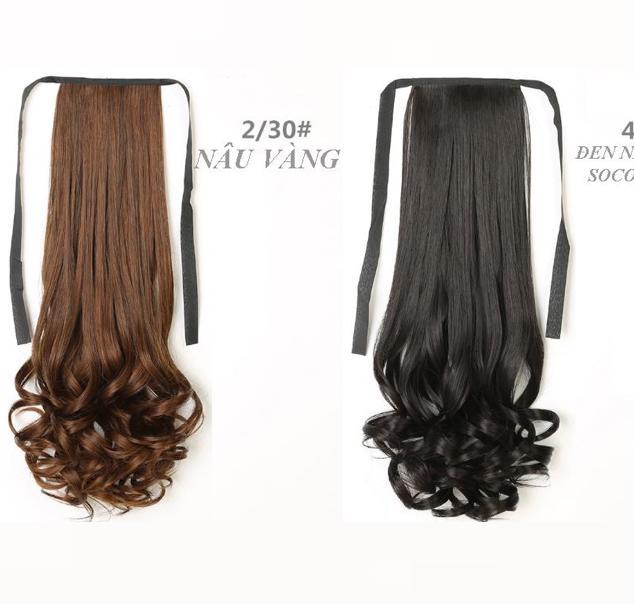 [HCM]CỘT TÓC GIẢ XOĂN NGẮN 48cm DLSC_010 ( Nâu Vàng)