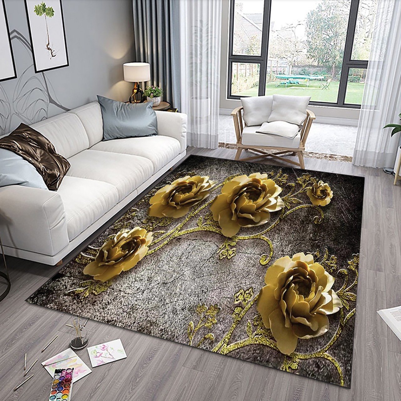 Thảm trải sàn Phòng khách, phòng ngủ 3D 1m6x2m3