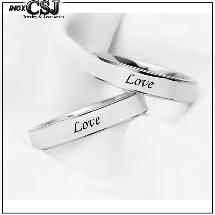 NHẪN CẶP ĐÔI TÌNH NHÂN CHỮ LOVE SƠN TRẮNG NANO KHÔNG ĐEN - đơn giản mà ý nghĩa - đẹp mà chất - tặng hộp đựng xinh xắn - số lượng 02 chiếc