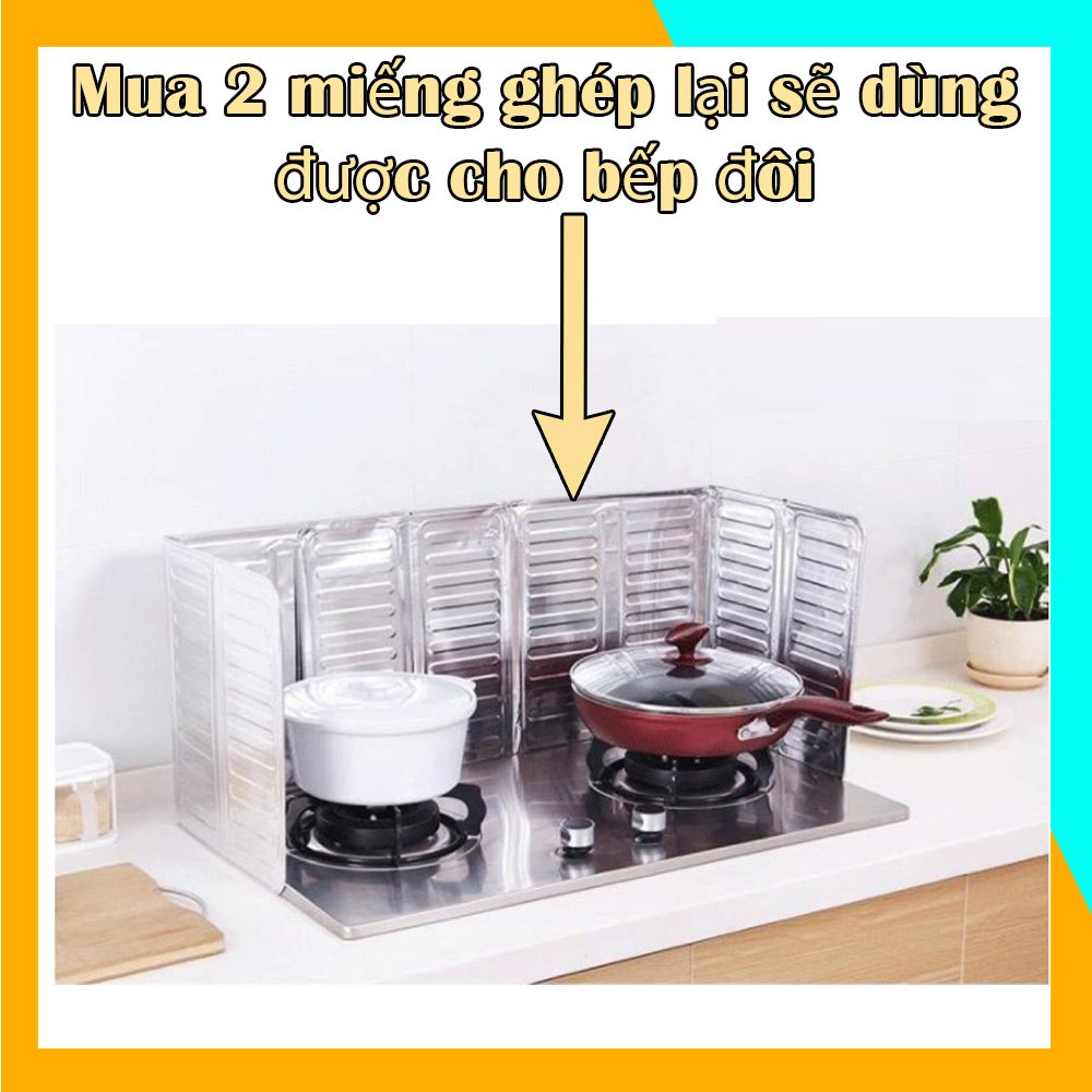 Combo 2 miếng nhôm chắn dầu mỡ bếp ga che gió màu bạc