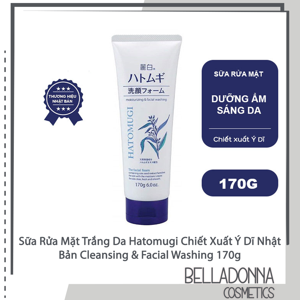 [HCM] Sữa Rửa Mặt Trắng Da Hatomugi Chiết Xuất Ý Dĩ Nhật Bản Cleansing & Facial Washing 170g