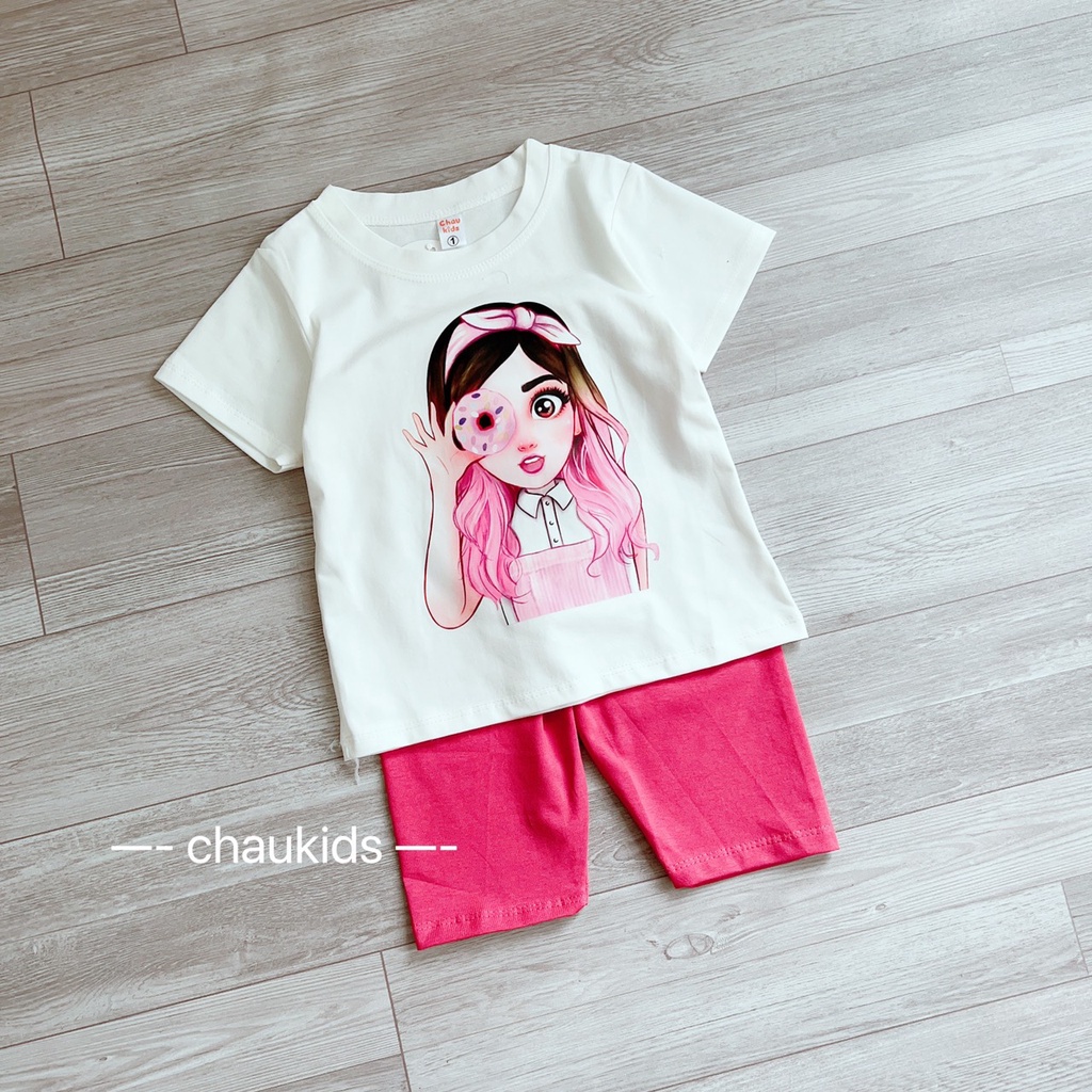Sale set áo thun quần ngố bé gái size 10-25kg