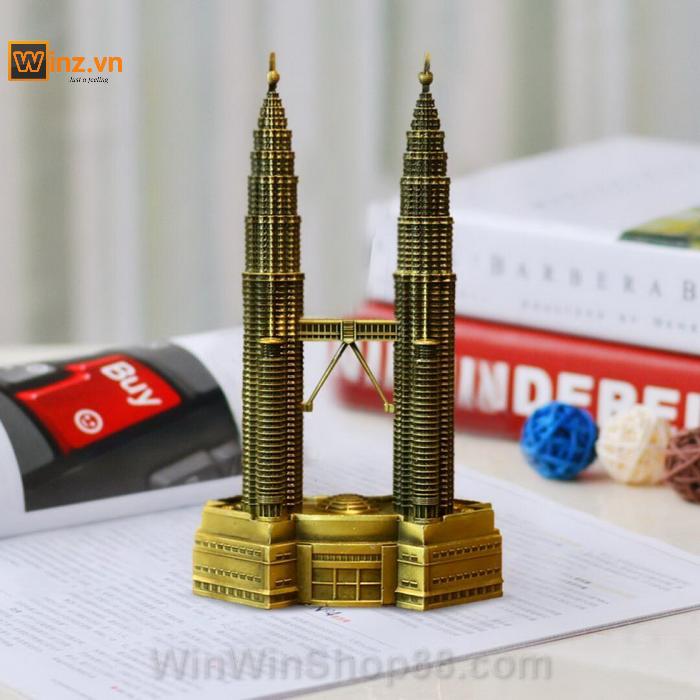 [HCM]Mô hình tháp đôi Petronas cao 18 cm V.2 (màu vàng rêu)