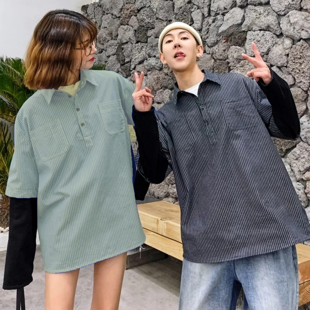 Áo Sơ mi Sweater mix Layer Unisex