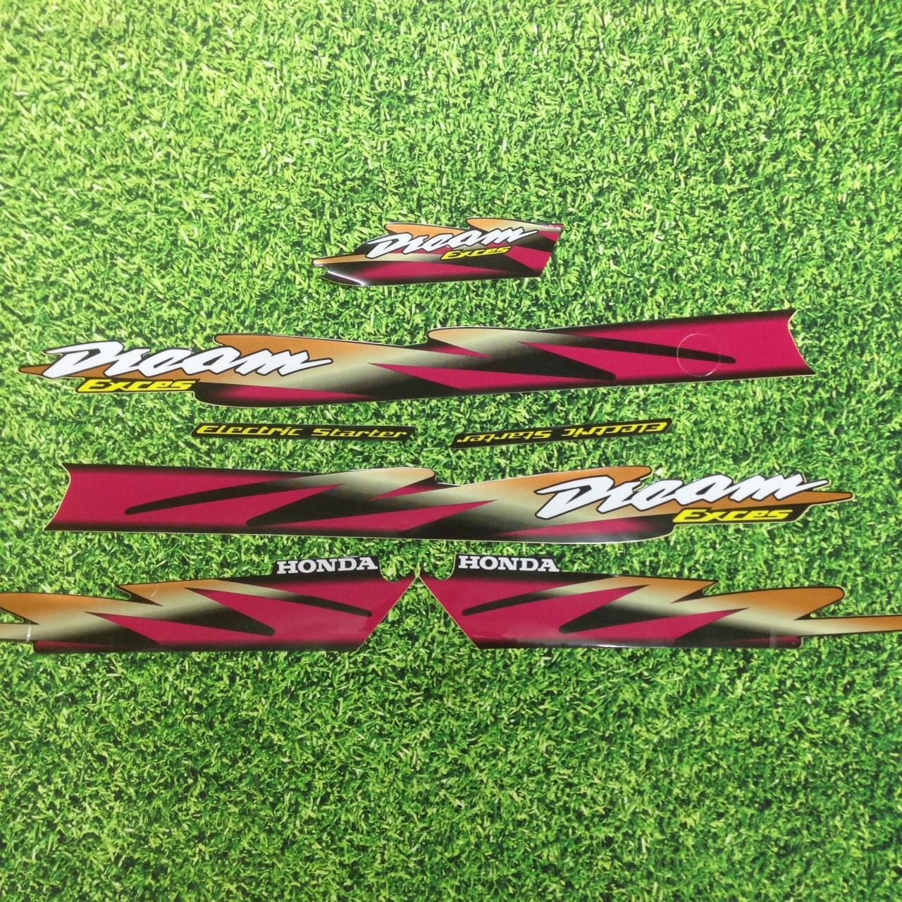 Bộ tem dán sườn xe dream Exces -DECAL dán xe DREAM LÙN ,dream 3 màu nho đời