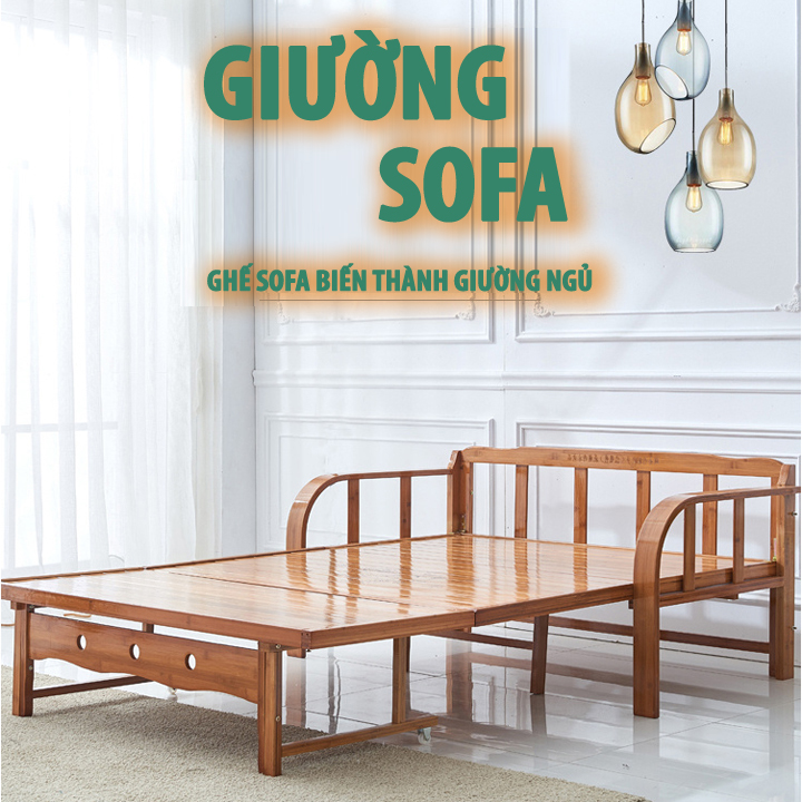 Ghế Sofa giường tre gấp gọn thành đa năng thông minh,chất liệu tre tự nhiện,tặng kèm gối +nệm trải. Sản phẩm tre ép nhiệt cao cấp, thoáng mát sạch đẹp bền bỉ