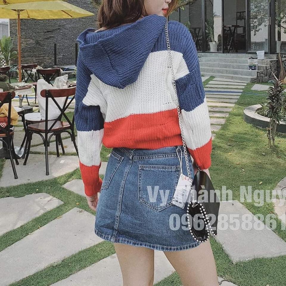 [HCM]ÁO  LEN SỌC CÓ NÓN HÀNG QCCC  SIÊU XỊN SÒ M002