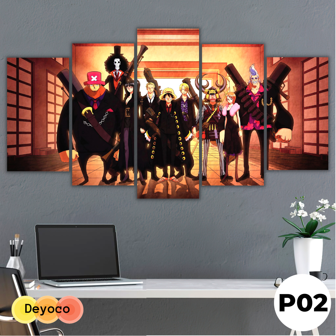 Bộ 5 tranh dán tường one piece P02