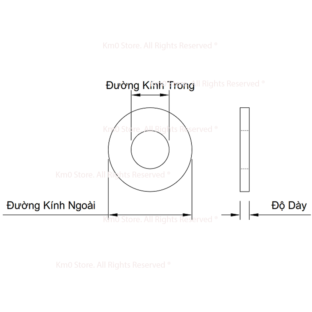 Set 03 Lông Đền Phẳng INOX 304 Cho Ốc M3, M4, M5 CD1045