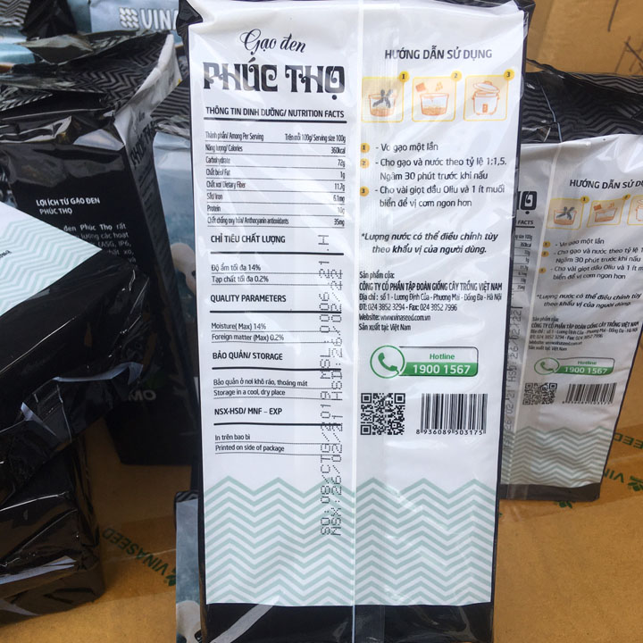 [Combo 5 túi] Gạo lứt đen Phúc Thọ Vinaseed