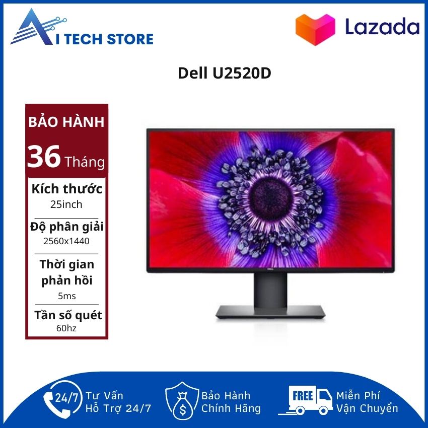 [Freeship] Màn hình Dell U2520D 25 Inch UltraSharp QHD LED-backlit - AI Tech Store AI326 màu sắc trung thực, cổng kết nối đa dạng, thiết kế hiện đại, bảo hành chính hãng.