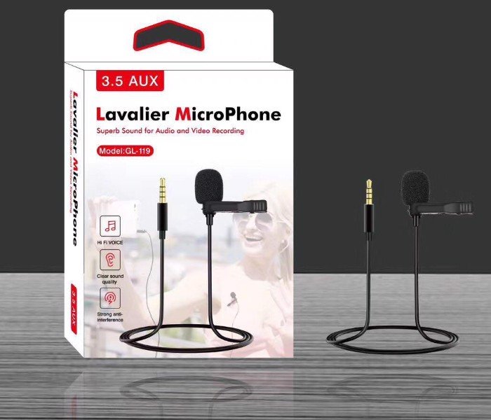 Micro cài áo Microphone GL119 hàng chuẩn 3 Ring - Clip on 3.5mm Jack