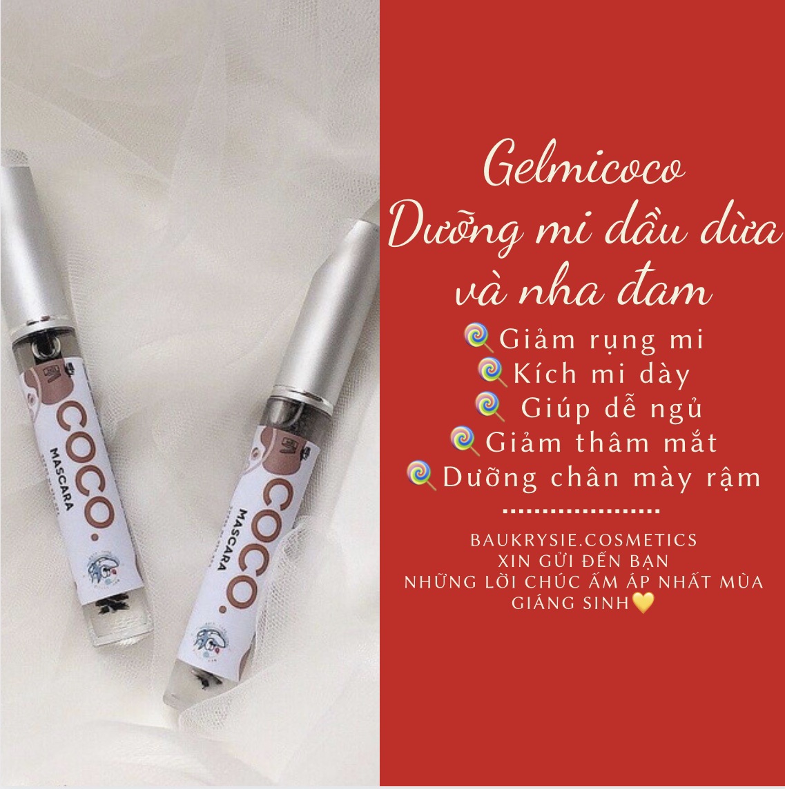 [HCM]Dưỡng mi dầu dừa Gelmicoco BAUKRYSIE