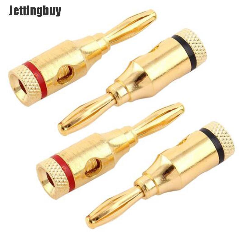 Jettingbuy 12Pcs Gold 24K Banana Plugs Audio Jack Speaker Wire Cable Screw Connector US