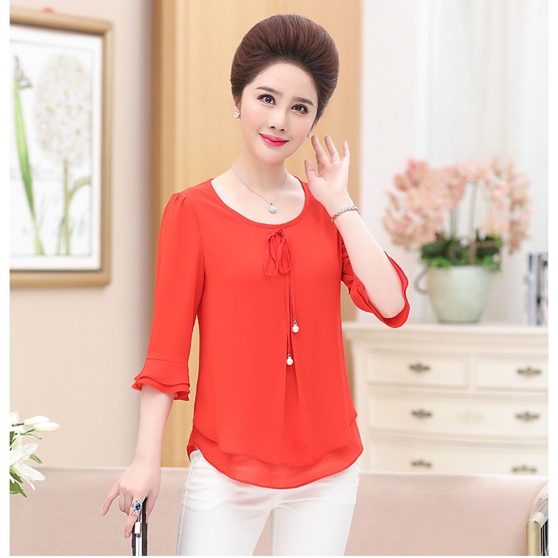 TK208n-ÁO VOAN 2 LỚP QUÝ CÔ  s-6xl