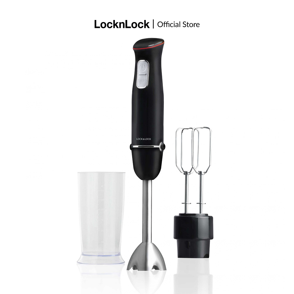 Máy xay cầm tay đa năng Lock&Lock Multi-purpose 2in1 Hand Blender màu đen EJM516BLK máy đánh trứng, xay sinh tố