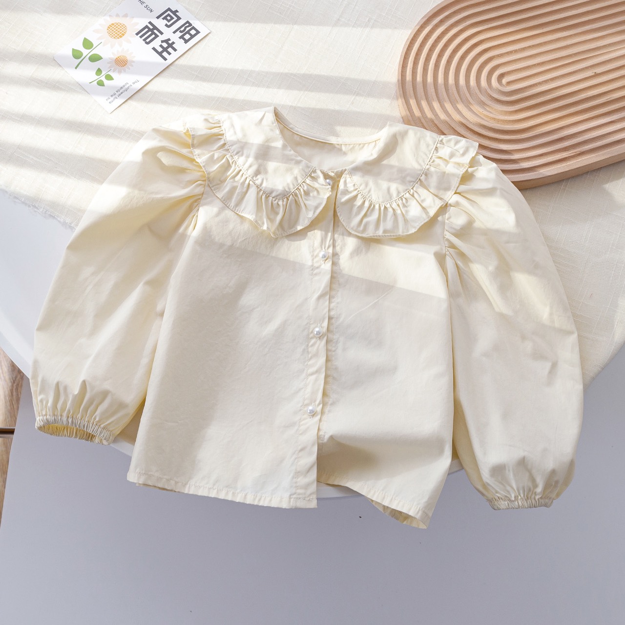 Áo sơ mi bé gái V5 chất lụa cúc ngọc size đại 14 - 45kg