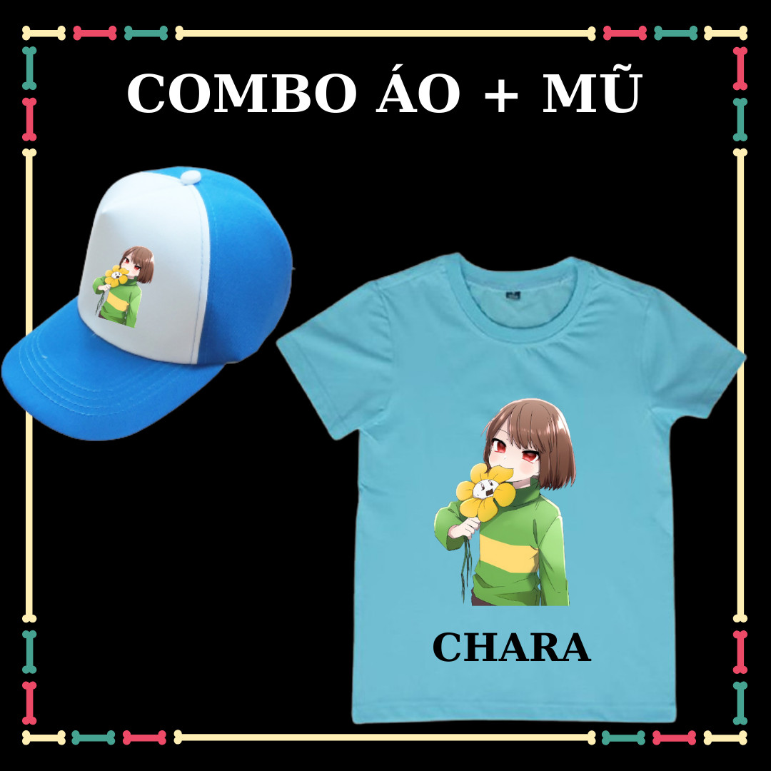 Combo Mũ Áo Chara dễ thương cho trẻ em tay ngắn form rộng đủ size áo Có Size áo cho người lớn