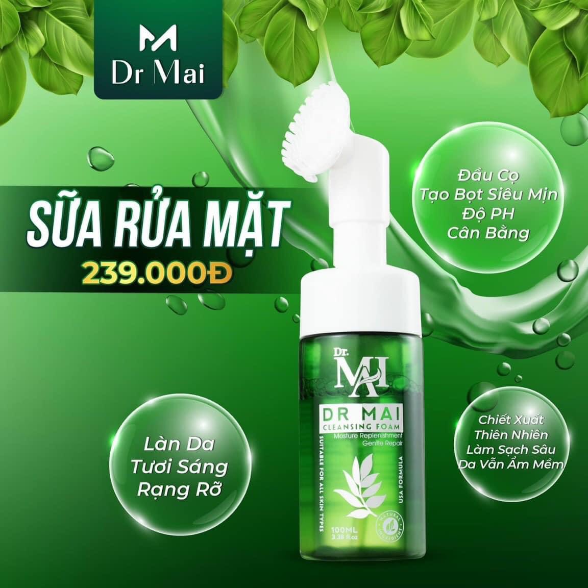 Sữa rửa mặt dr mai - tặng kèm toner - hàng chính hãng mẫu mới 2021 - ngừa mụn hiệu quả
