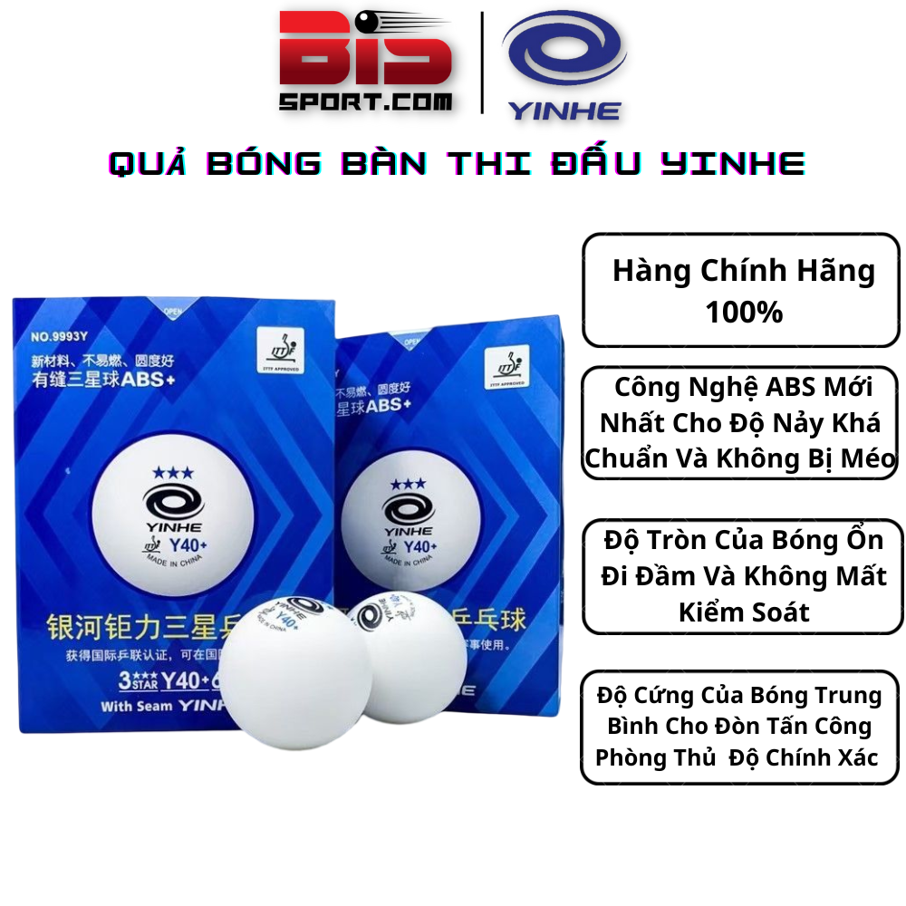 Quả Bóng Bàn Thi Đấu Yinhe Xanh 3 Sao Y40+  - Bóng Thi Đấu Chuẩn ITTF - Độ Nảy Cực Tốt , Cực Bền Trong Tầm Giá