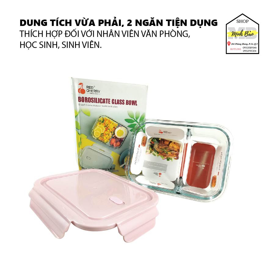 Thố Thủy Tinh hình chữ nhật 2 ngăn