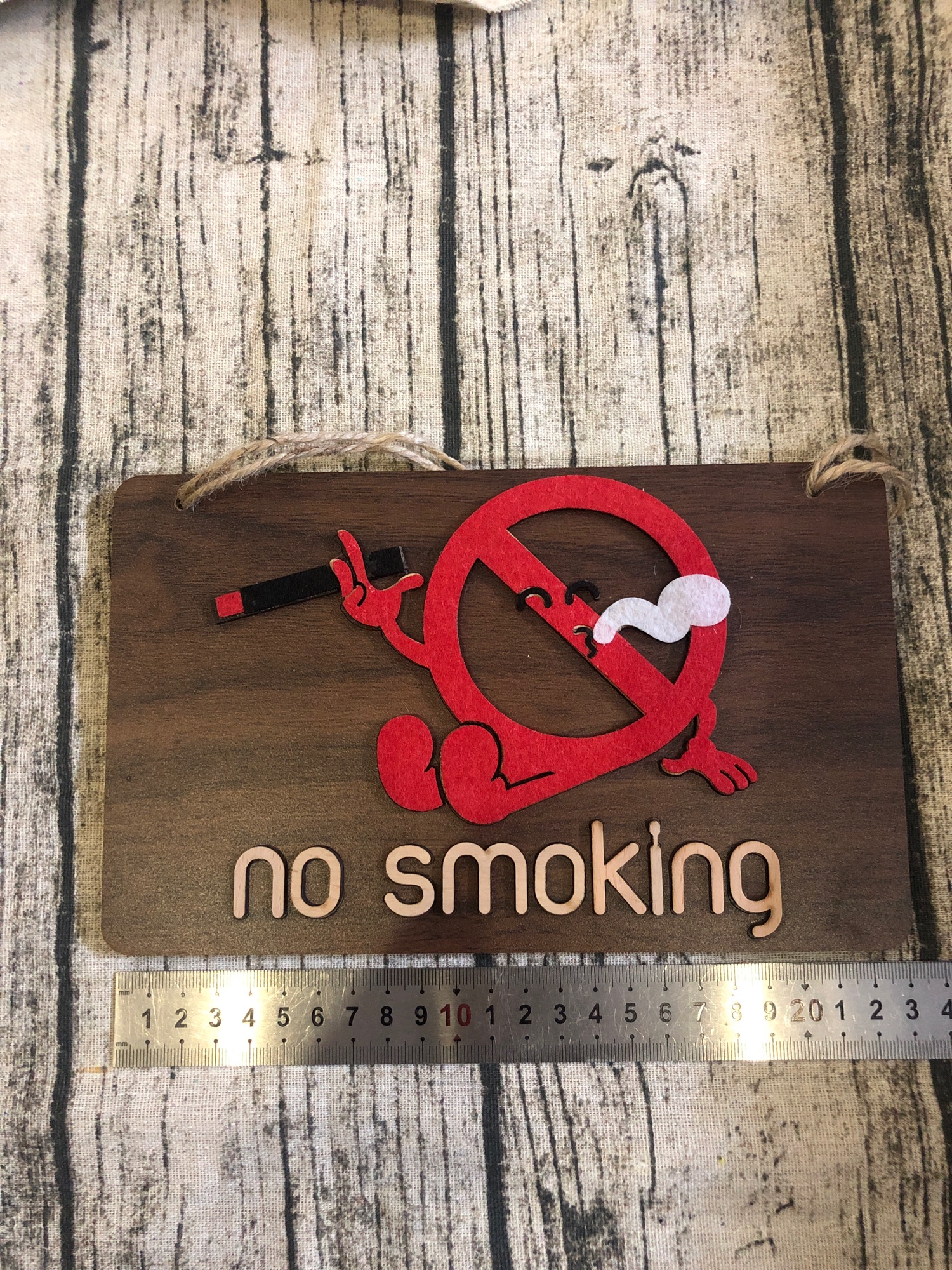 Bảng gỗ No smoking treo quán cafe shop thời trang phòng họp văn phòng