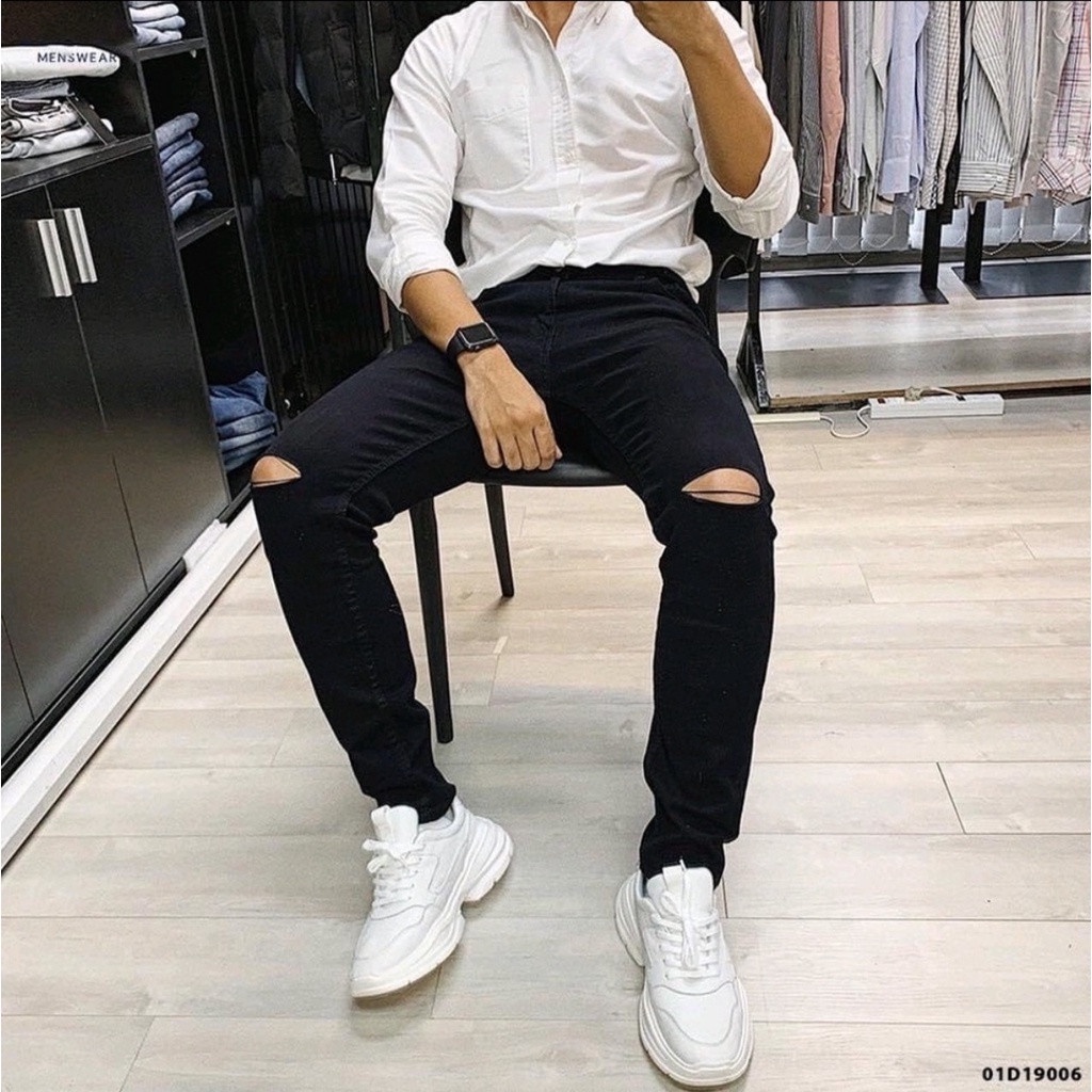 Quần jean nam chất bò cao cấp Jean co dãn 4 chiều cực đẹp form dáng skinny chuẩn_JEANCD215