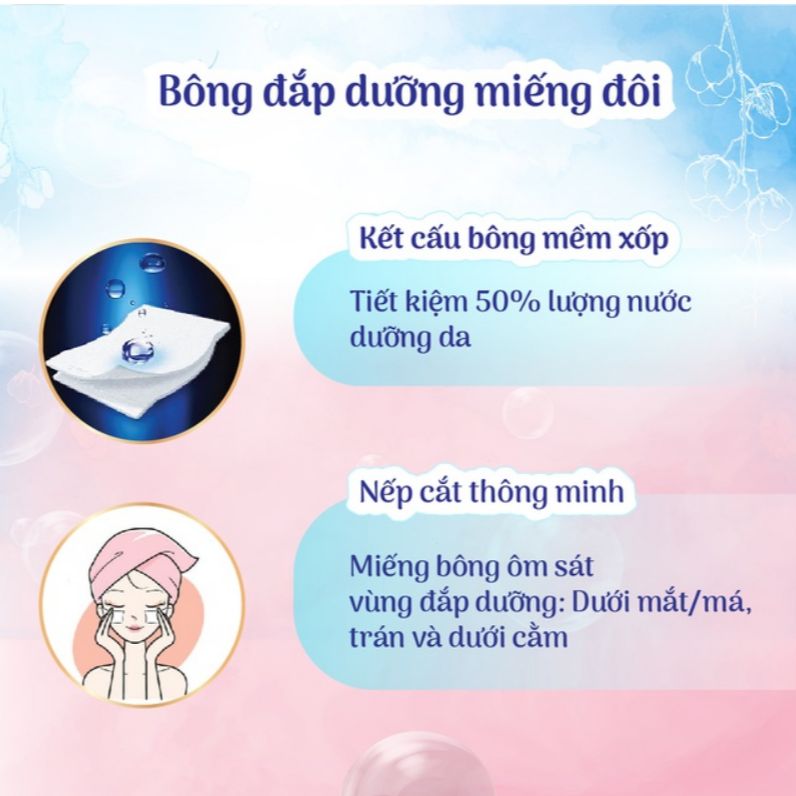 Bông Tẩy Trang SILCOT Unicharm Miếng Đôi Đắp Dưỡng Tiện Dụng Hộp 40 Miếng