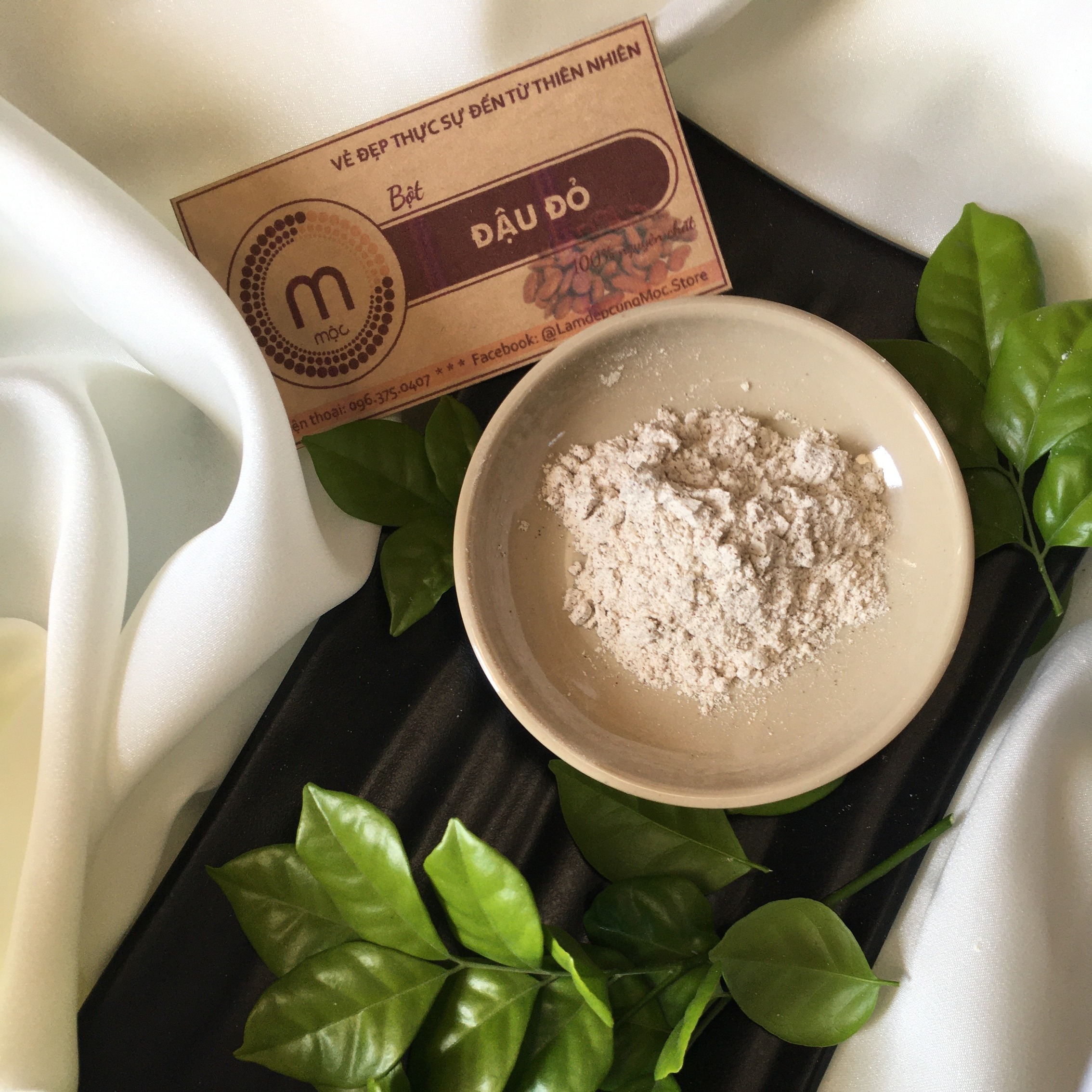 Bột Đậu Đỏ MỘC đắp mặt nạ dưỡng ẩm trắng da ngăn ngừa mụn thiên nhiên nguyên chất túi 10g dùng thử và chai 100ml (70g)