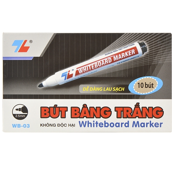 Hộp 10 bút lông bảng thiên long wb03 - mực đen