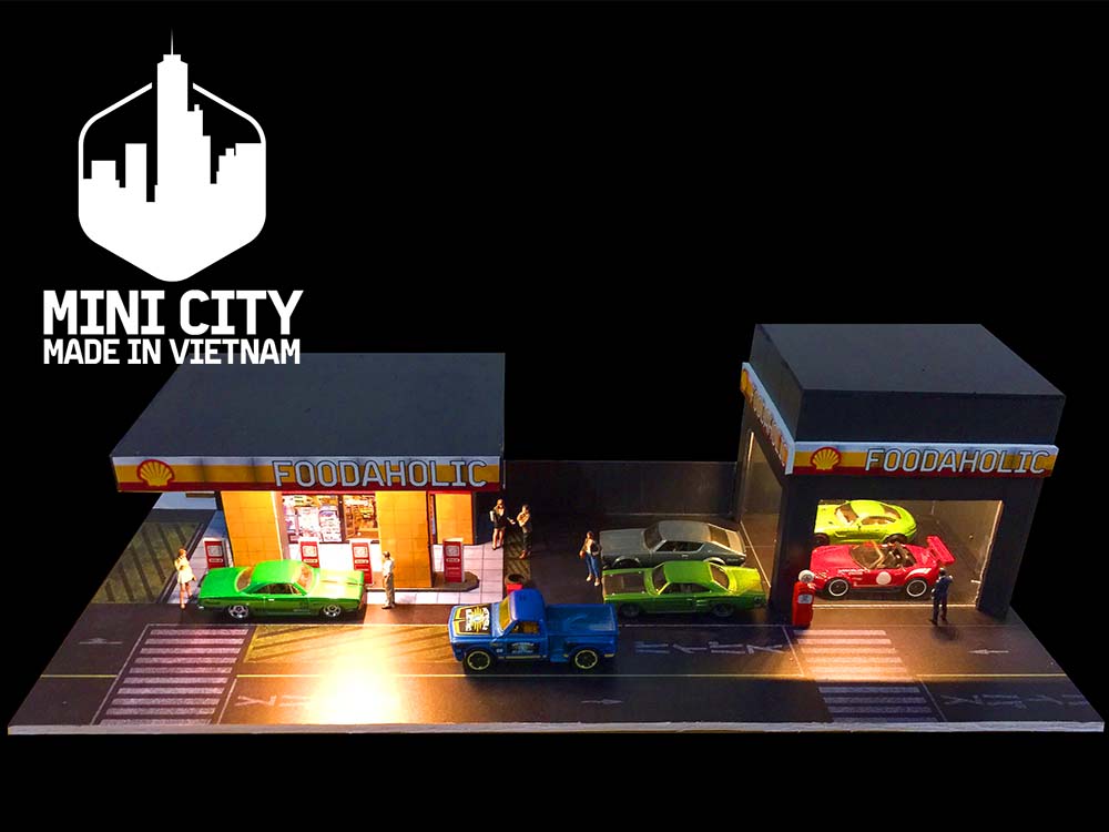 Mô hình cây xăng và showroom 1/64