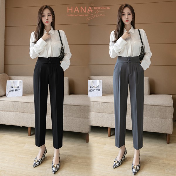 QUẦN BAGGY NỮ CẠP CAO 2 CÚC SIÊU TÔN DÁNG