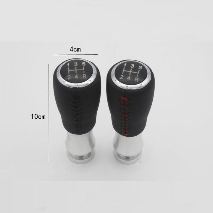 Tay nắm cần số ô tô, xe hơi bọc da thật 100% loại cán dài dùng cho số sàn MOMO7 (Màu đen chỉ đỏ)