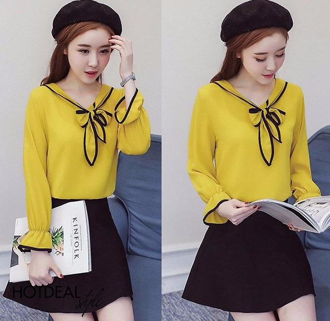 [HCM]Áo kiểu thắt nơ Daisy Phong Cách Hàn Quốc Cực Hot