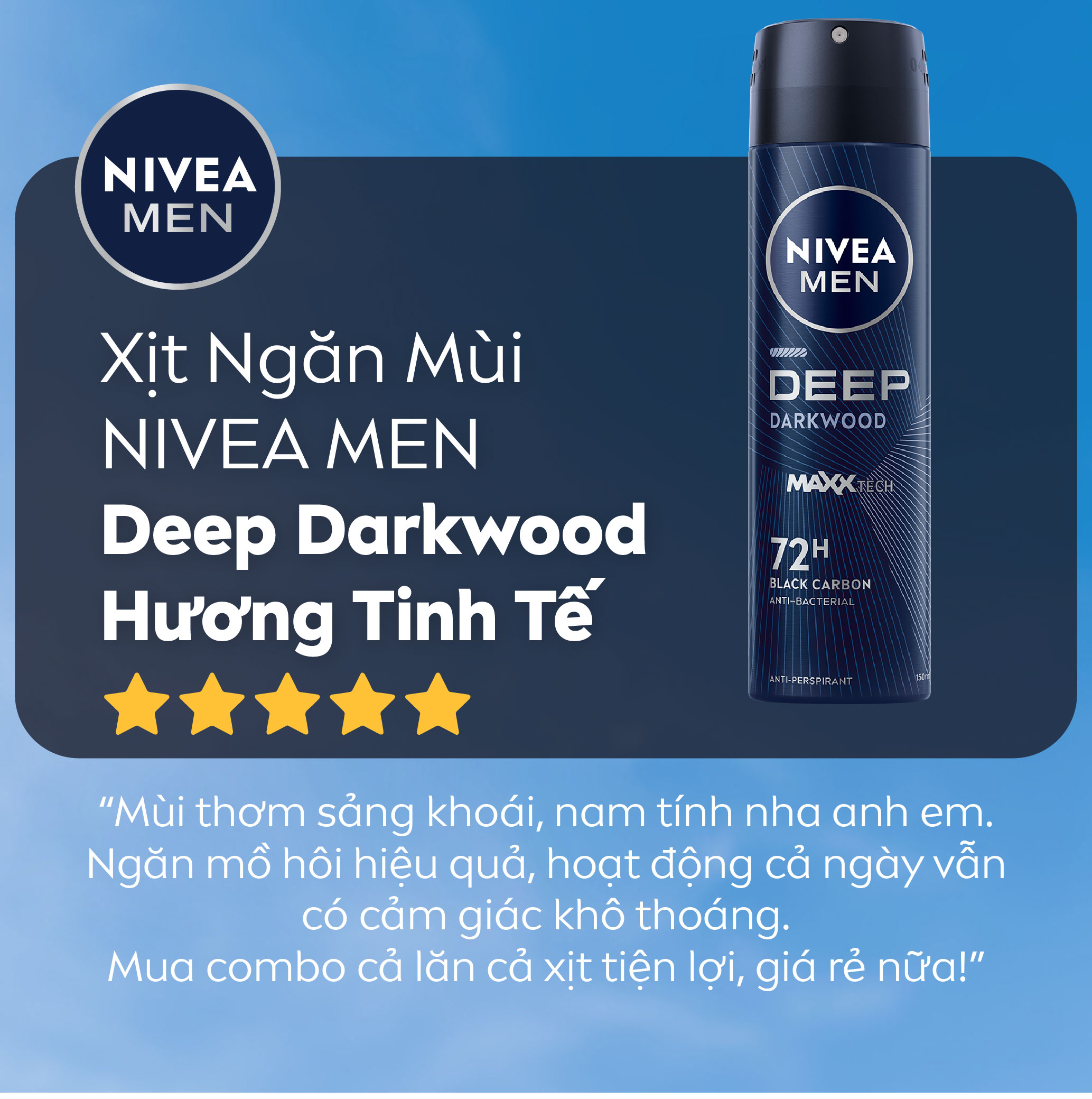 Xịt Ngăn Mùi NIVEA MEN Deep (150 ml) - 80027/85367/85371